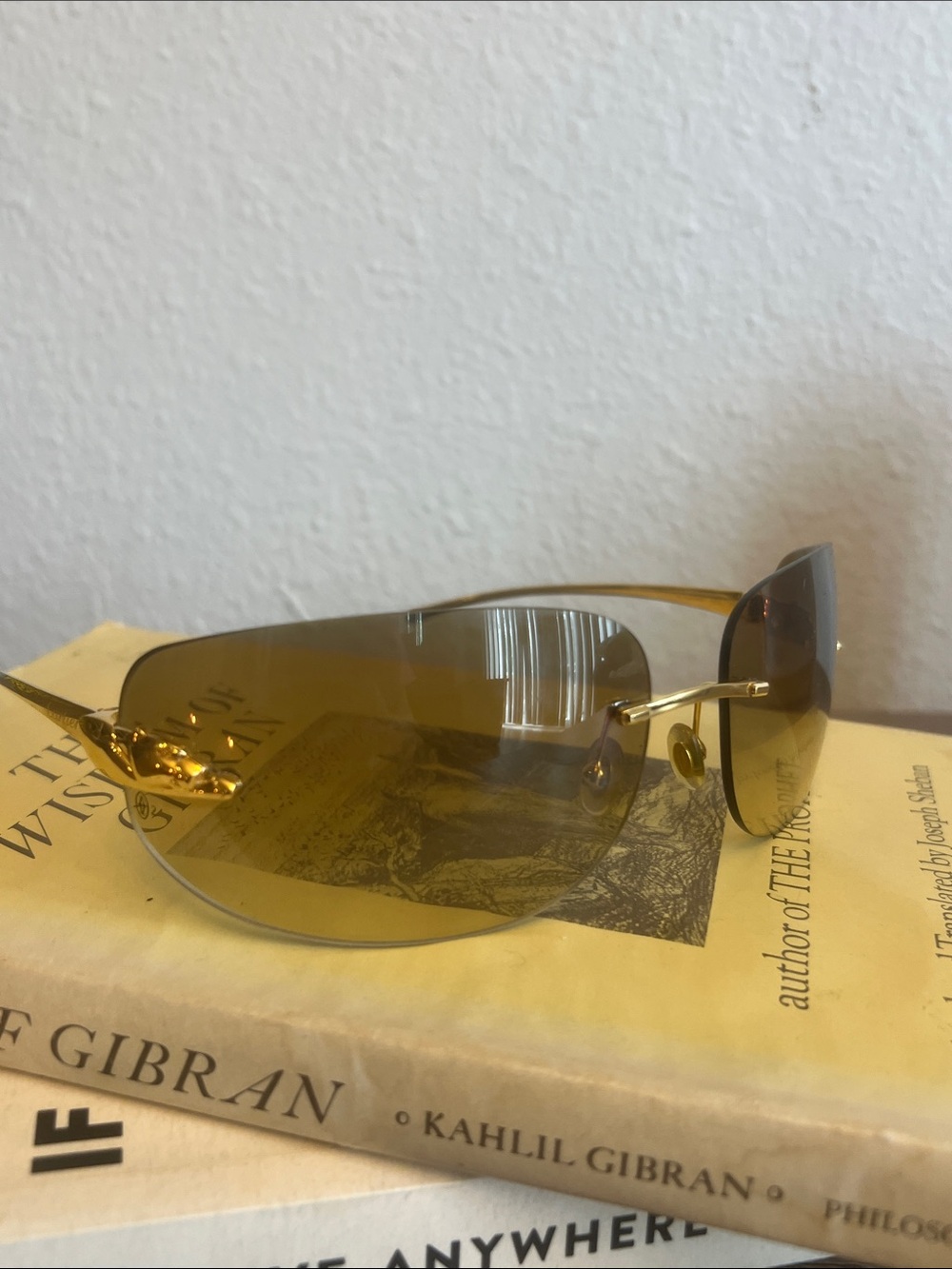 Cartier Panthere Gold Rimless Sunglasses with Brown Lenses - Picture 7 of 10